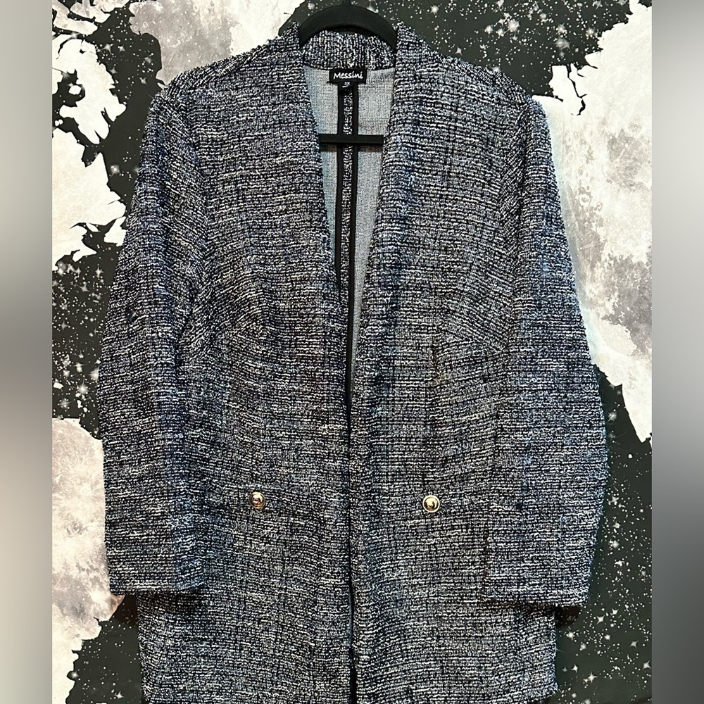 Messini Women’s Tweed Style Blazer Jacket
